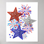 Meisje 4th of July Vrouwen Rood Wit Blauw Ster Ame Poster (Voorkant)
