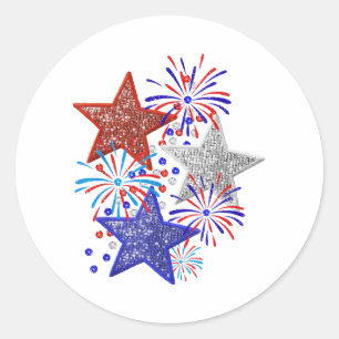 Meisje 4th of July Vrouwen Rood Wit Blauw Ster Ame Ronde Sticker