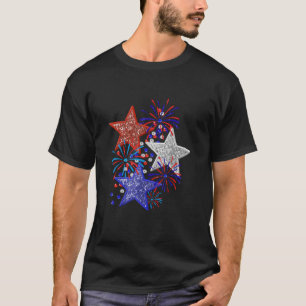 Meisje 4th of July Vrouwen Rood Wit Blauw Ster Ame T-shirt