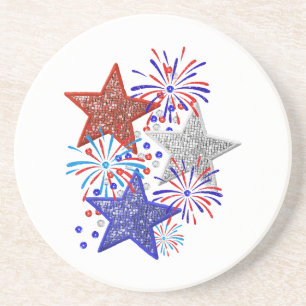 Meisje 4th of July Vrouwen Rood Wit Blauw Ster Ame Zandsteen Onderzetter