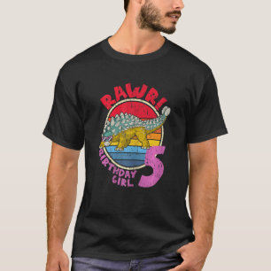 Meisje 5e verjaardag ik Rawr! Ankylosaurus I Famil T-shirt