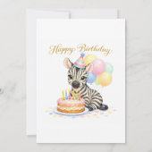 Meisje 5e verjaardagsfeest met zebra uitnodiging (Achterkant)