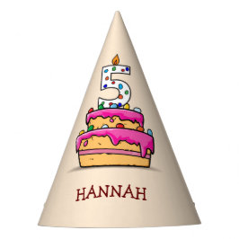 Meisje 5th Birthday, 5 op de zoete roze Cake Feesthoedjes
