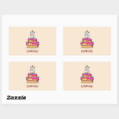 Meisje 5th Birthday, 5 op de zoete roze Cake Rechthoekige Sticker (Vel)