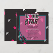 Meisje 5x5 Roze Rock Star Verjaardag Party Uitnodi Kaart (Voorkant / Achterkant)