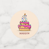 Meisje 6e verjaardag, 6 op de zoete roze Cake Confetti (Kleine voorkant)