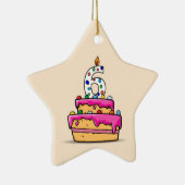 Meisje 6e verjaardag, 6 op de zoete roze Cake Keramisch Ornament (Rechts)