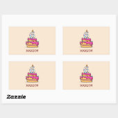 Meisje 6e verjaardag, 6 op de zoete roze Cake Rechthoekige Sticker (Vel)