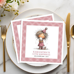 Meisje 6e verjaardagsfeestje Grappige Vreemde Roze Servet