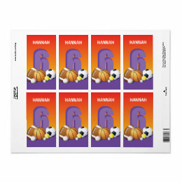 Meisje 6th Birthday Sports Balls Etiket