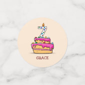 Meisje 7e verjaardag, 7 op de zoete roze Cake Confetti (Kleine voorkant)