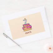 Meisje 7e verjaardag, 7 op de zoete roze Cake Rechthoekige Sticker (Envelop)