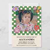 Meisje 7e verjaardag uitnodigingen Retro Groovy Bl (Voorkant)