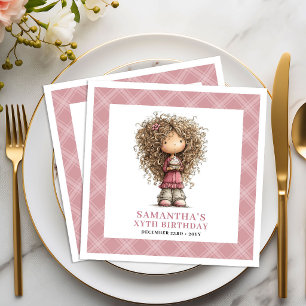 Meisje 7e verjaardagsfeestje Whimsy humor roze ser Servet