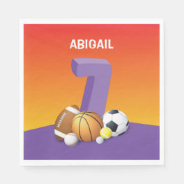 Meisje 7th Birthday Sports Balls Servet