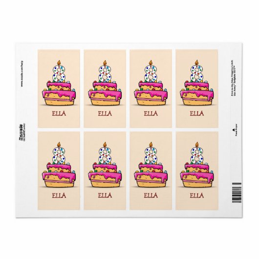 Meisje 8th Birthday, 8 op de zoete roze Cake Etiket (Full Sheet)