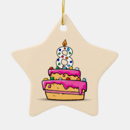 Meisje 8th Birthday, 8 op de zoete roze Cake Keramisch Ornament