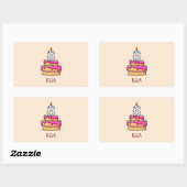 Meisje 8th Birthday, 8 op de zoete roze Cake Rechthoekige Sticker (Vel)