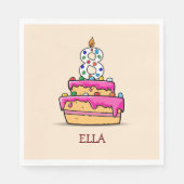 Meisje 8th Birthday, 8 op de zoete roze Cake Servet (Voorkant)