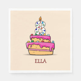 Meisje 8th Birthday, 8 op de zoete roze Cake Servet