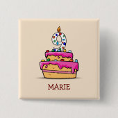 Meisje 9e verjaardag, 9 op de zoete roze Cake Vierkante Button 5,1 Cm (Voorkant)