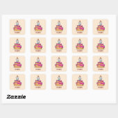 Meisje 9e verjaardag, 9 op de zoete roze Cake Vierkante Sticker (Vel)