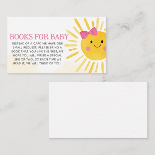 Meisje A Little Ray of Sunshine Boeken voor Baby Informatiekaartje (Voorkant / Achterkant)