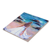 Meisje aan de Beach Hawaii Ceramic Tegel Tegeltje (Zijkant)