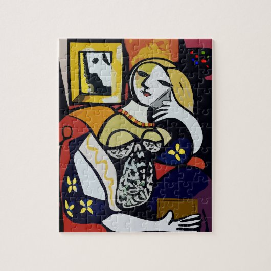 Meisje aan de telefoon met bloemen legpuzzel (Verticaal)