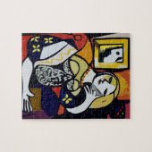 Meisje aan de telefoon met bloemen legpuzzel (Horizontaal)