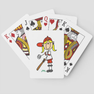 Meisje Aan Slag Stick Figure Baseball Cadeaus Speelkaarten