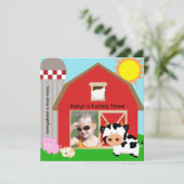 Meisje Aangepaste Foto Boerderij Verjaardagsuitnod Kaart (Staand voorkant)