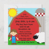 Meisje Aangepaste Foto Boerderij Verjaardagsuitnod Kaart (Achterkant)