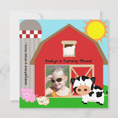 Meisje Aangepaste Foto Boerderij Verjaardagsuitnod Kaart (Voorkant)