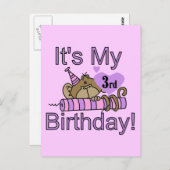 Meisje Aap 3e Verjaardag Tshirts en geschenken Briefkaart (Voorkant / Achterkant)