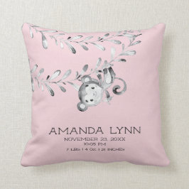 MEISJE Aap Baby Geboorte Stats Kussen