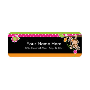 Meisje Aap Chic Safari Jungle Adreslabels Etiket
