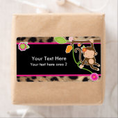 Meisje Aap Chic Safari Jungle Zwart Sticker Label (Insitu)