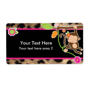 Meisje Aap Chic Safari Jungle Zwart Sticker Label