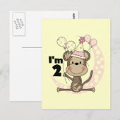 Meisje Aap in Party Pet 2e Verjaardag Briefkaart (Voorkant / Achterkant)