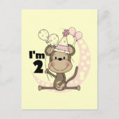 Meisje Aap in Party Pet 2e Verjaardag Briefkaart (Voorkant)
