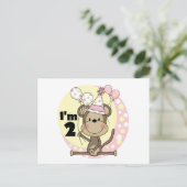 Meisje Aap in Party Pet 2e Verjaardag Uitnodiging Briefkaart (Staand voorkant)