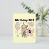 Meisje Aap Met Cadeaus 2e Verjaardag Tshirts Briefkaart (Staand voorkant)