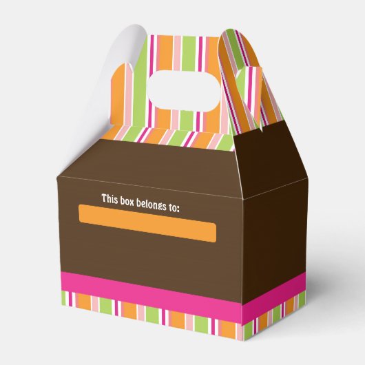 Meisje Aap Safari Chique Gestreepte Partij Favor D Bedankdoosjes (Achterkant)