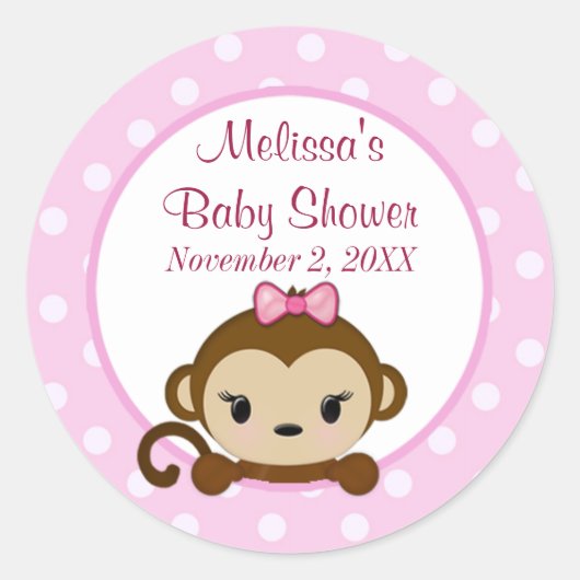 MEISJE AAP Sweet Safari Baby shower sticker SST#1 (Voorkant)