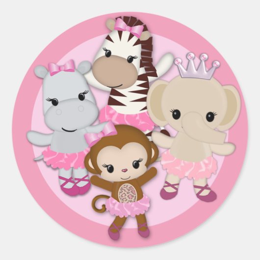 MEISJE AAP Tu Tu Schattige Baby shower sticker/zeg Ronde Sticker (Voorkant)