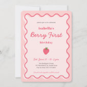 Meisje Aardbei Berry Eerste 1e Verjaardag Kaart (Voorkant)