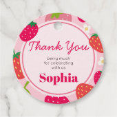 Meisje Aardbei Berry Eerste Verjaardag Party Round Bedankjes Labels (Voorkant)