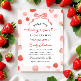 Meisje Aardbei Berry Sweet Bow Baby shower Kaart