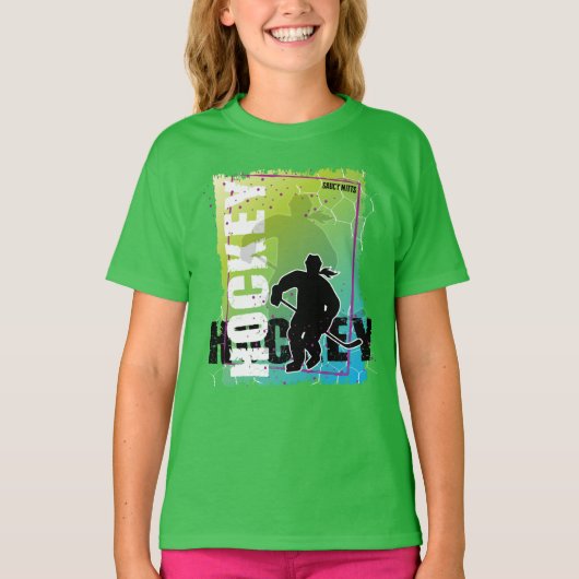 Meisje Abstract Hockey Speler T-shirt (Voorkant)